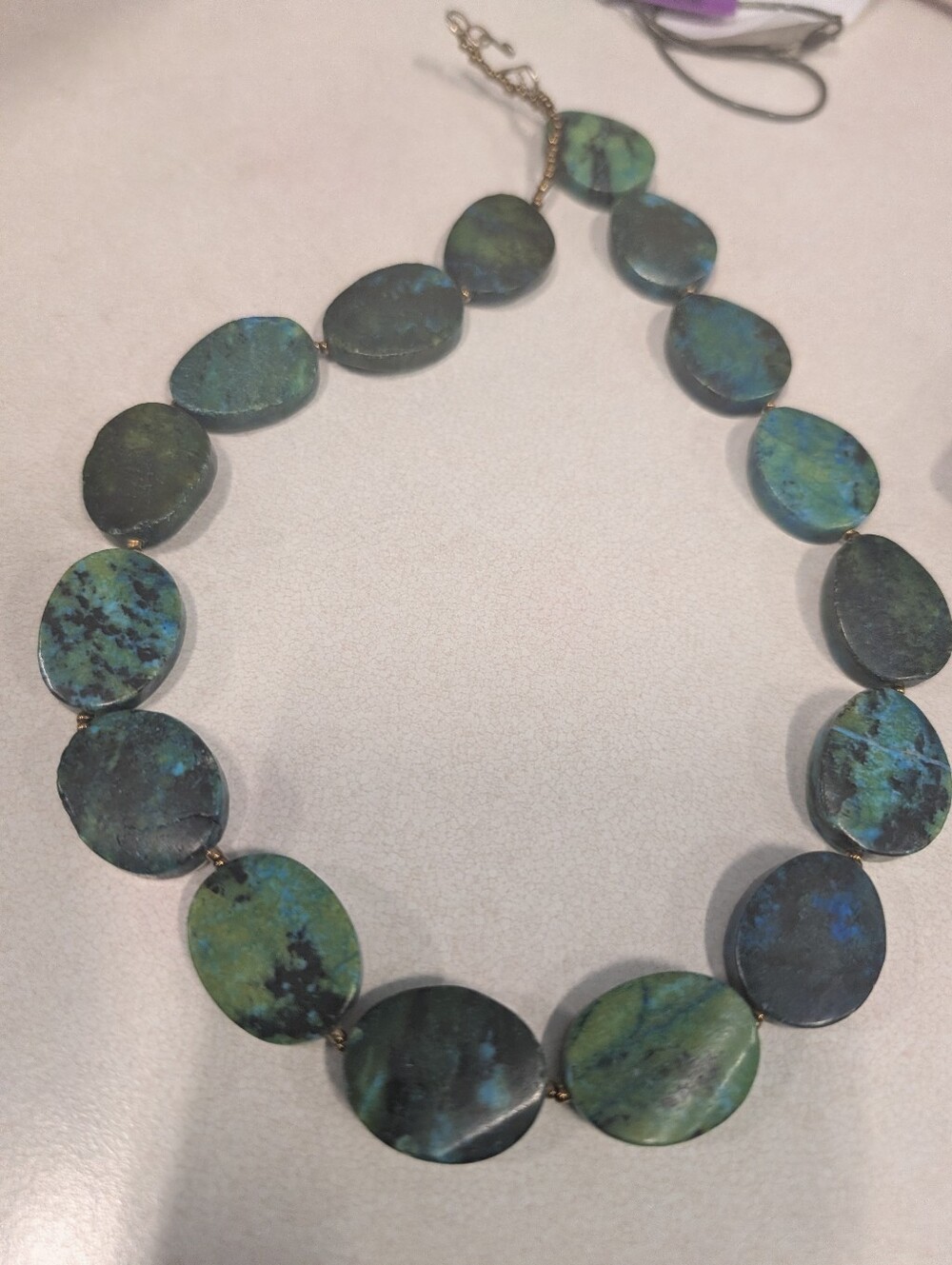 Natural Amazing Blue Peruvian Chrysocolla freeform beaded necklace